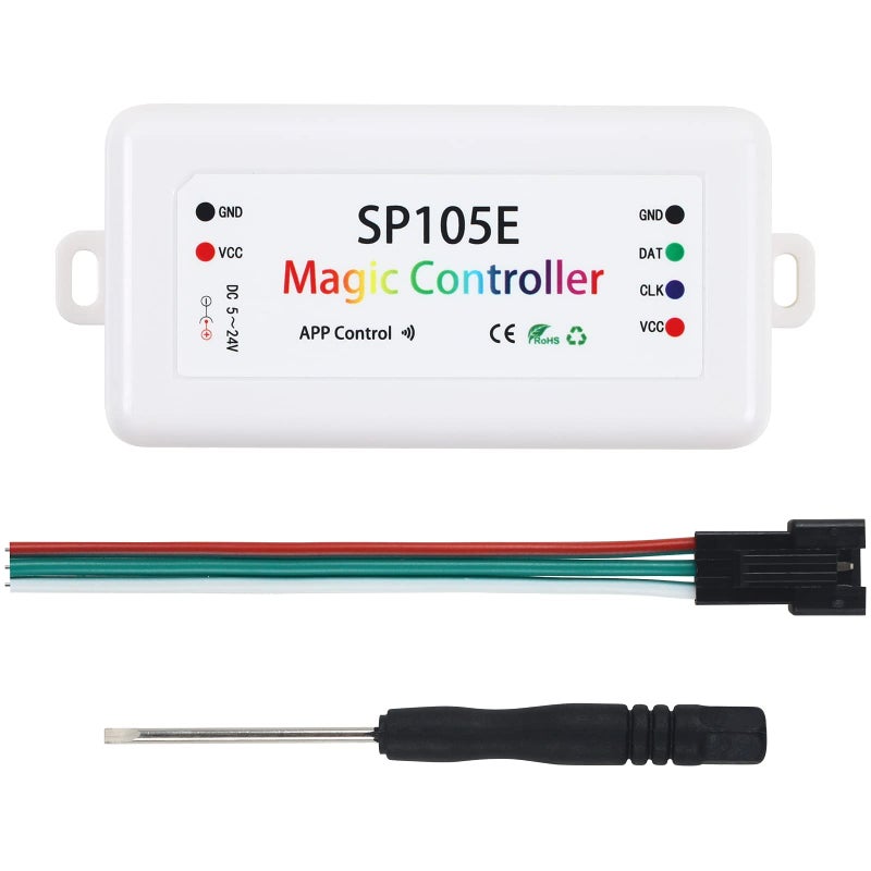 VIPMOON SP105E Wireless Bluetooth Controller, LED Light Controller DC5V~24V WS2812B Controller for WS2811 WS2812B SK6812 LED Strip Pixel Module Panel Lamp - Image 1